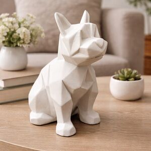 Geometric White Dog Sculpture